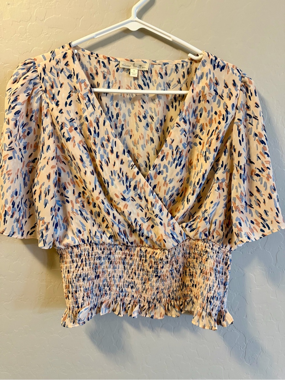 Nine Britton-  Multicolor Brushstroke Smocked Crop Top